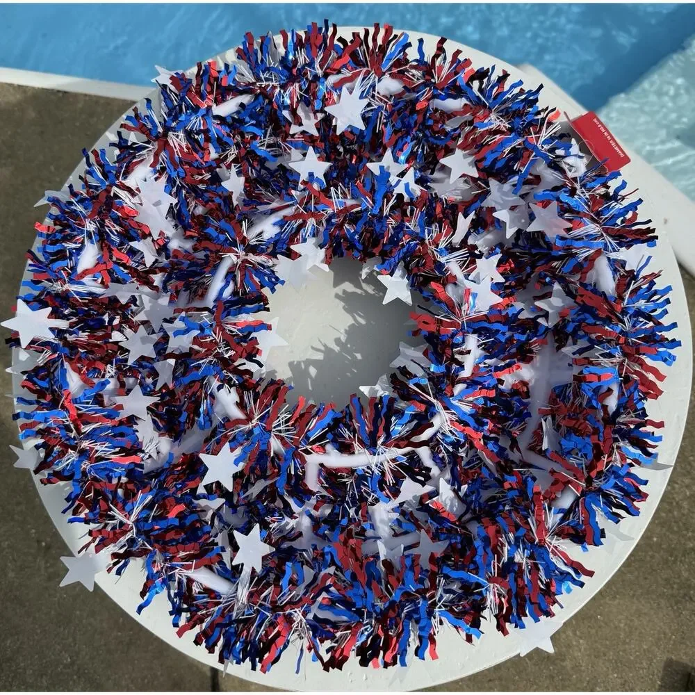 Stars & Stripes Tinsel Wreath 16
